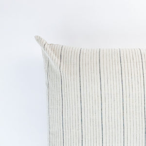 Handwoven Textile by Ginger Sparrow, a modern home decor brand. Featuring a charcoal black stripe pattern woven on a soft ivory ground. Light and airy its perfect for #throwpillows #drapes #livingroomdecor #bedroomideas