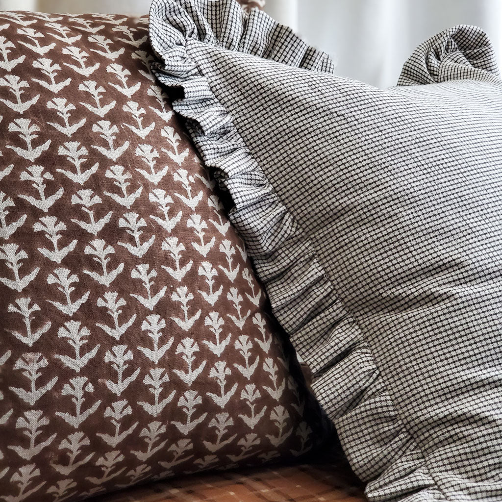 Gulmohar - Natural - Umber - Throw Pillow