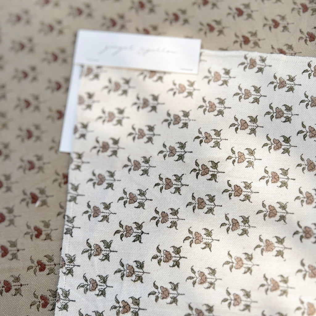 Suvarna - Ivory - Mocha, Olive Textile Swatch