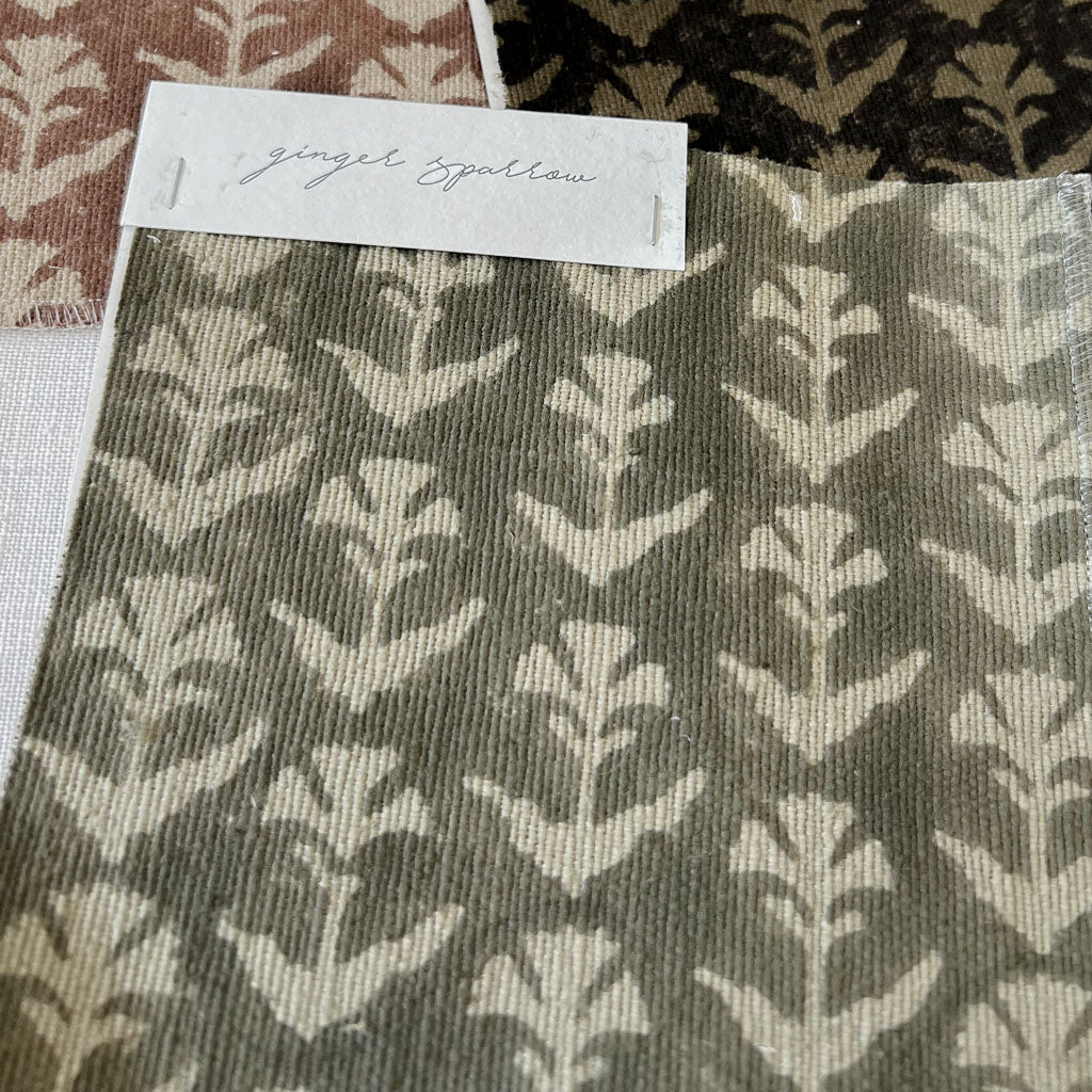 Gulmohar - Olive Textured - Dark Olive Textile Swatch