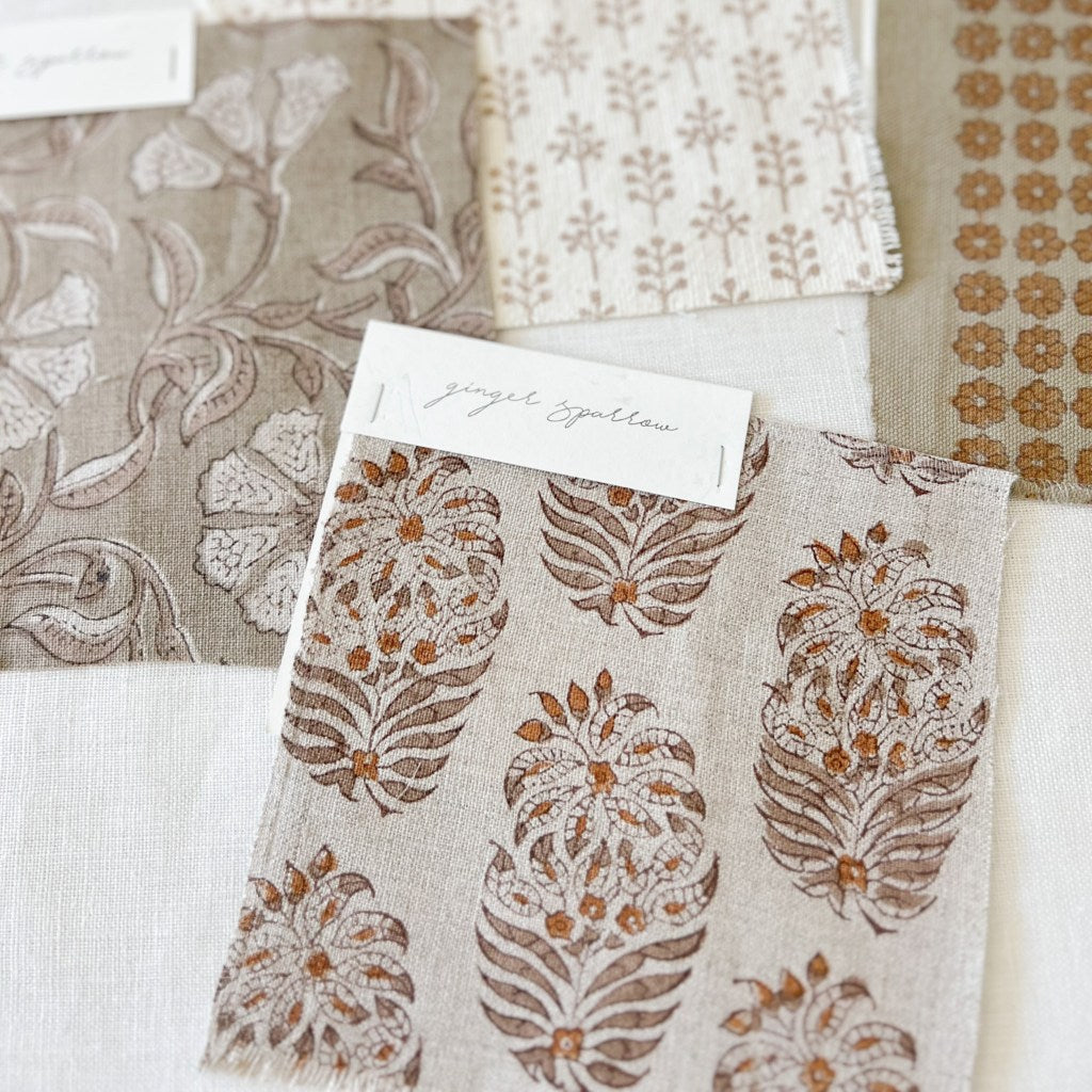 Samaya - Natural - Mocha, Ochre Textile