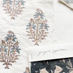 Sahara - Motif Textured - Blue Grey, Tan, Indigo Textile Swatch