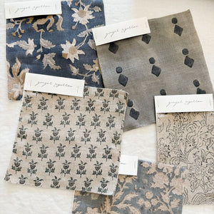 Suvarna Natural - Cement, Teal Textile