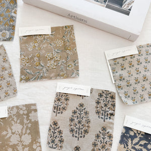 Bagh Natural - Sand, Teal Textile