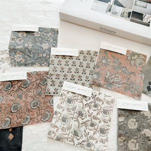 Kota Natural - Antique Tan, Blue Grey Textile