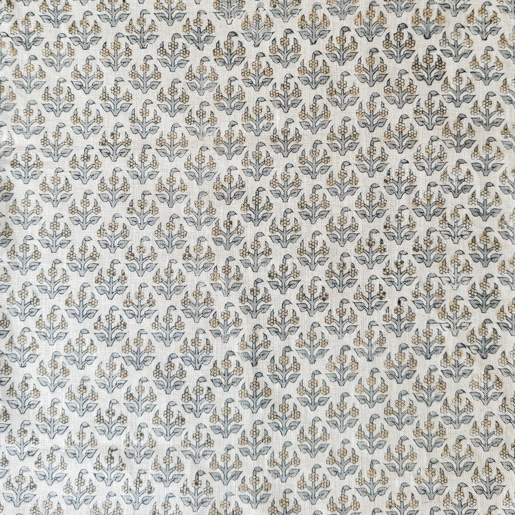 Sara - Motif Oatmeal - Tan, Blue Grey Textile Swatch