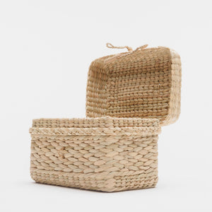 Watergrass Gift Baskets or a desk and shelf stash-all in a light buttery golden hue. Handcrafted by Ginger Sparrow, a modern home decor brand. #giftbasket #giftbox