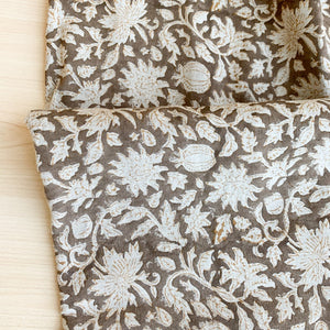 Featuring a delicate floral pattern handblock printed using traditional printing techniques, we love the soft color and texture that gives this fabric so much character. Made using incredibly soft linen, it is a bit of modern, a bit of boho and loads of warmth. We’re dreaming of these for farmhouse style spaces filled with light and greenery.