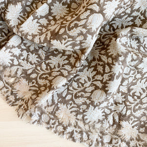 Featuring a delicate floral pattern handblock printed using traditional printing techniques, we love the soft color and texture that gives this fabric so much character. Made using incredibly soft linen, it is a bit of modern, a bit of boho and loads of warmth. We’re dreaming of these for farmhouse style spaces filled with light and greenery.