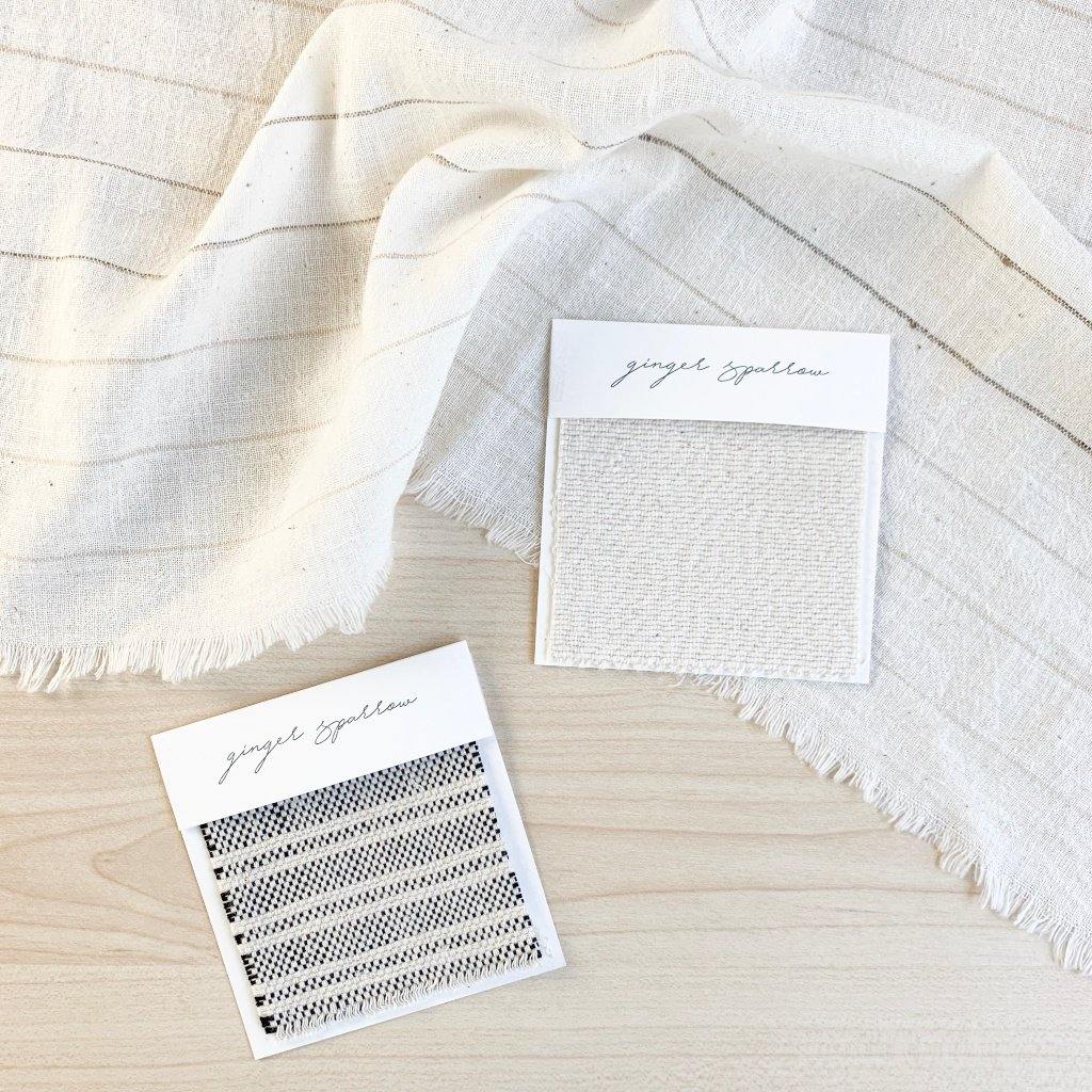 Handwoven Textile by Ginger Sparrow, a modern home decor brand. Featuring a heavyweight black and white striped fabric woven on a handloom. Sturdy and heavyeight its perfect for #throwpillows #drapes #livingroomdecor #bedroomideas