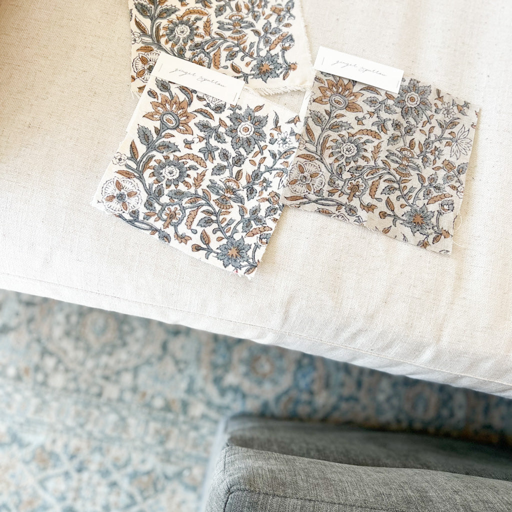 Kanan Ivory Textured - Blue Grey, Tan Textile