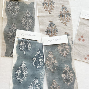 Sahara Motif Natural - Blue Grey, Tan, Indigo Textile