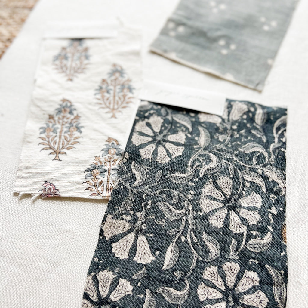 Sahara Motif Textured - Blue Grey, Tan, Indigo Textile
