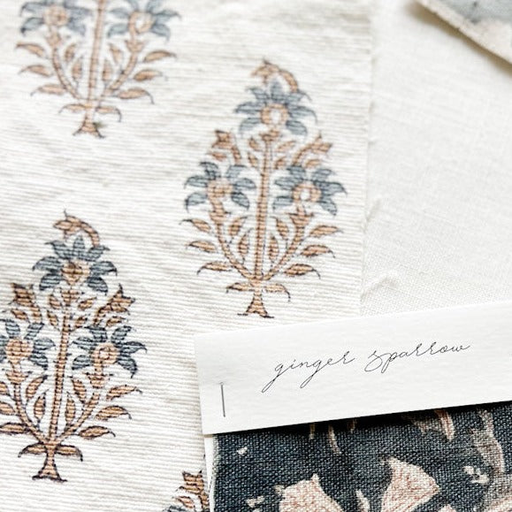 Sahara - Motif Textured - Blue Grey, Tan, Indigo Textile
