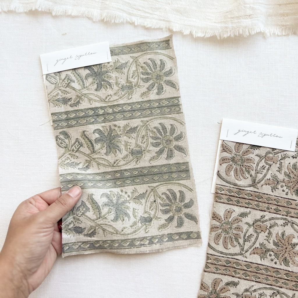 Urvi - Natural - Blue Grey, Sage Textile