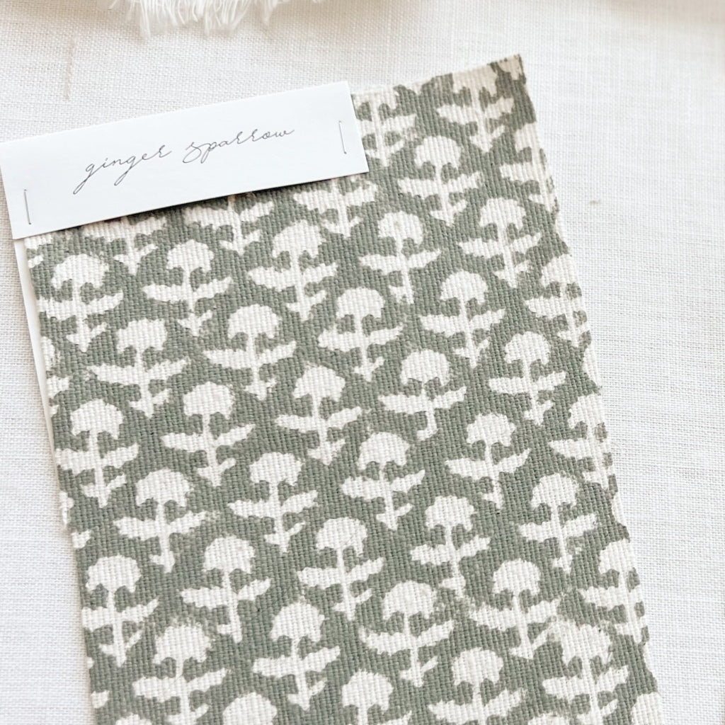 Jaya Ivory Textured - Dark Sage Textile