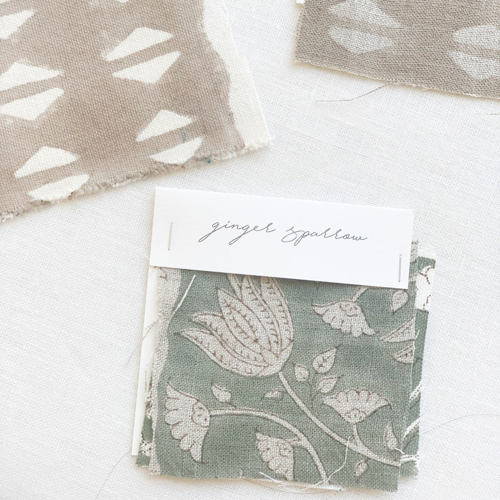 Dasari - Natural - Dark Sage, Umber Textile