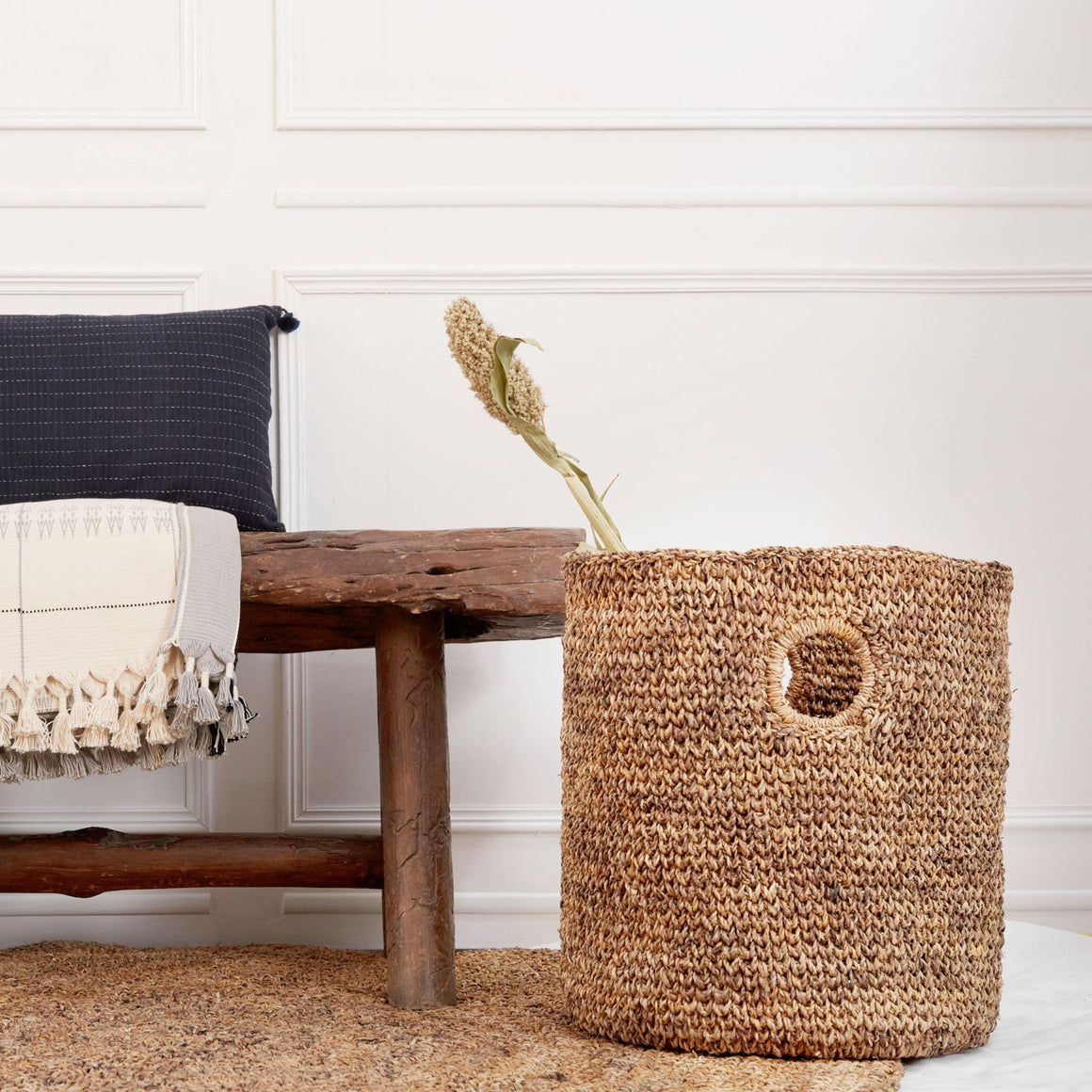 Banana Fiber Laundry Hamper. Perfect to stash linen, toys, blankets, pillows.